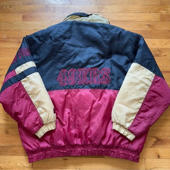San Francisco 49ers Starter Jacket Mens XL Black Red Gold Vintage